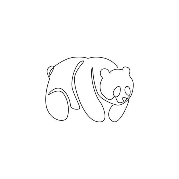 One Single Line Drawing Cute Panda Company Logo Identity Business — Stock Vector