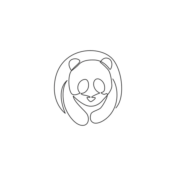 Singolo Disegno Linea Continua Panda Divertente Identità Logo Corporation Concetto — Vettoriale Stock