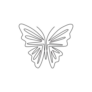 Şirket logosu için güzel kelebek çizimi. Salon ve spa sağlık sektörü ikonu konsepti, hayvan formundan. Aralıksız çizgi çizimi grafik vektör tasarımı illüstrasyonu