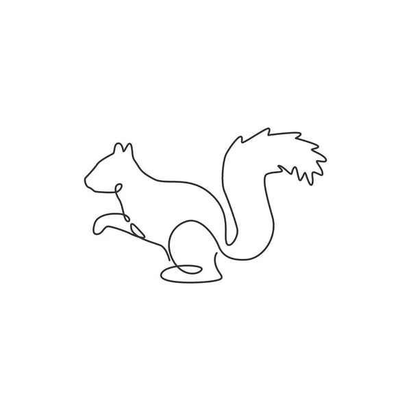 Jeden Ciągły Rysunek Linii Uroczej Wiewiórki Identyfikacji Logo Firmy Koncepcja — Wektor stockowy