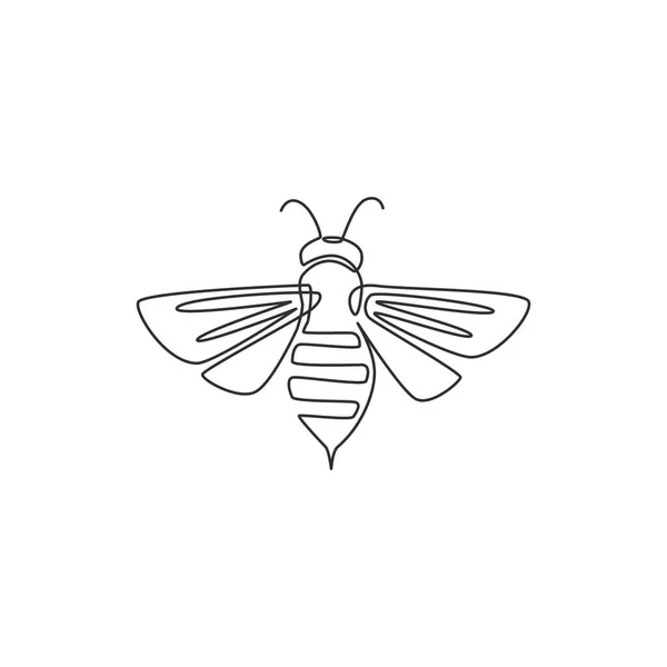 One Continuous Line Drawing Elegant Bee Company Logo Identity Organic — Stock Vector