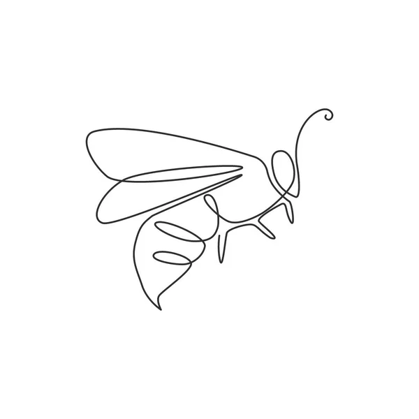 One Continuous Line Drawing Elegant Bee Company Logo Identity Organic — Stock Vector