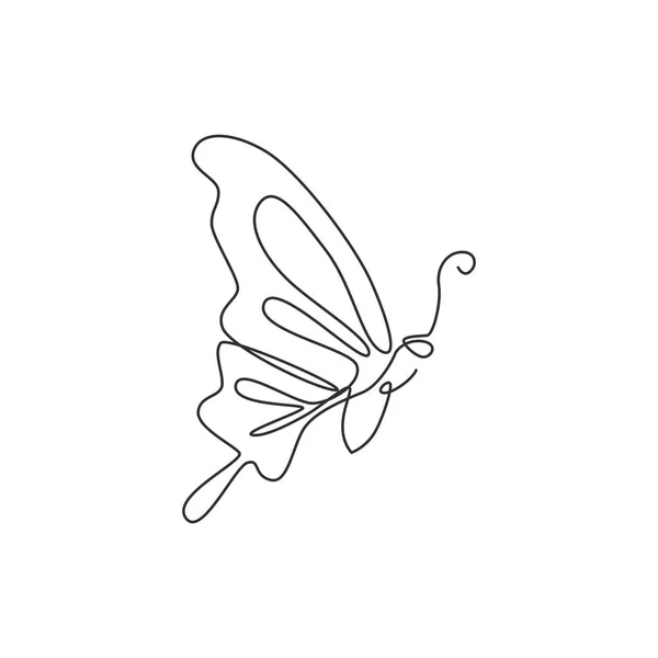 Jedna Souvislá Kresba Elegantního Motýla Pro Identitu Loga Firmy Kosmetický — Stockový vektor
