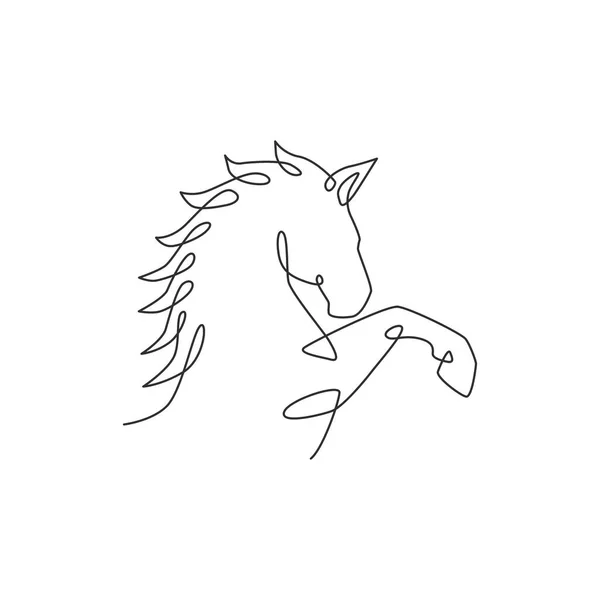 Einzelne Durchgehende Linienzeichnung Eines Eleganten Pferdekopfes Für Die Identität Des — Stockvektor