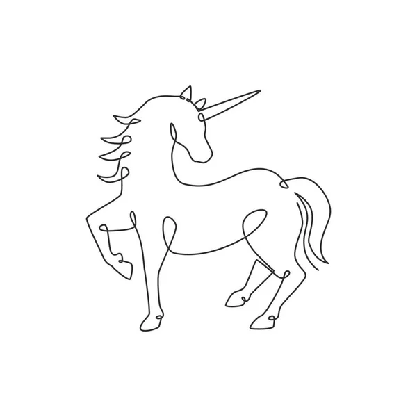 Satu Garis Bersambungan Gambar Unicorn Cantik Untuk Logo Perusahaan Identitas - Stok Vektor