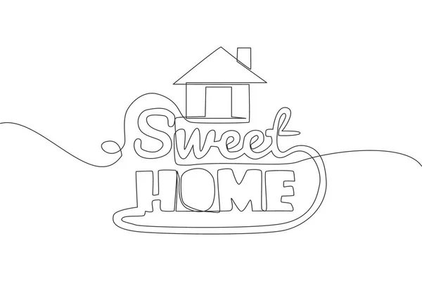 Seul Dessin Ligne Motivation Inspiration Typographie Citation Sweet Home Conception — Image vectorielle