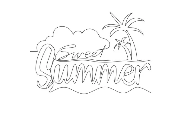 Jednoduchá Souvislá Kresba Roztomilé Cool Cestování Typografie Citace Sweet Summer — Stockový vektor
