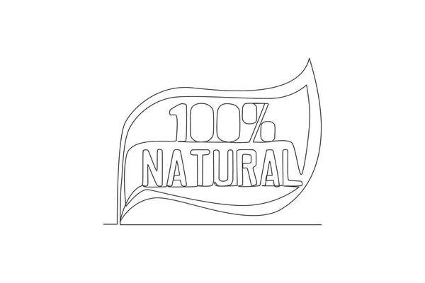 One Single Line Drawing Eco Friendly Organic Food Typography Quote — Stock Vector