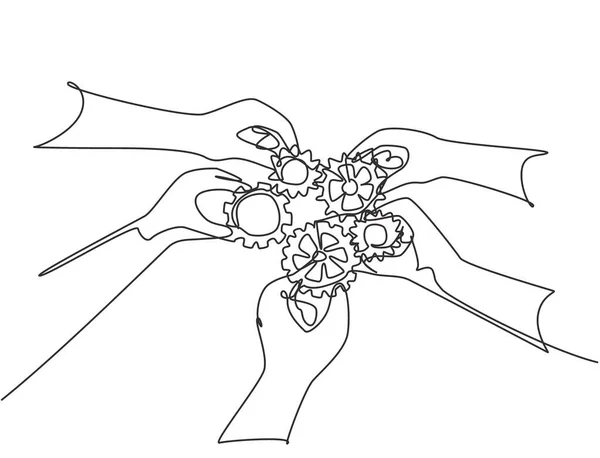 Een Enkele Continue Lijn Tekening Van Hand Gebaar Mannelijke Vrouwelijke — Stockvector