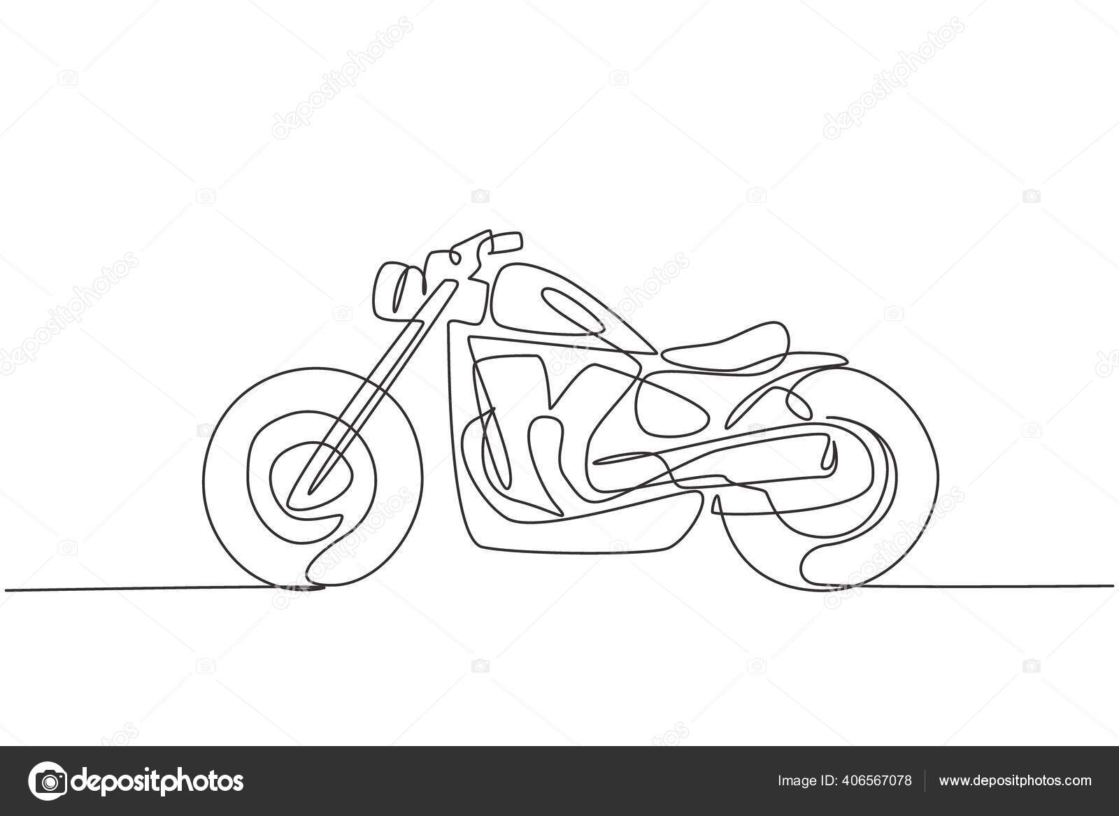 Desenho de linha única do logotipo de motocross de trilha difícil