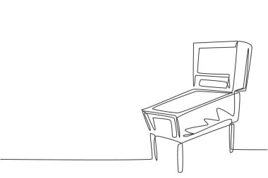 Klasik langırt oyun makinesinin sürekli çizdiği bir çizgi. Klasik simülasyon oyun konsepti tek çizgi çizim grafik tasarım vektörü çizimi illüstrasyonu