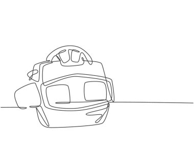 Film makaralı eski klasik izleyicinin tek satır çizimi. Klasik stereoskop çocuklar oyuncak nesne konsepti devamlı çizgi çizim vektör çizimi grafiği