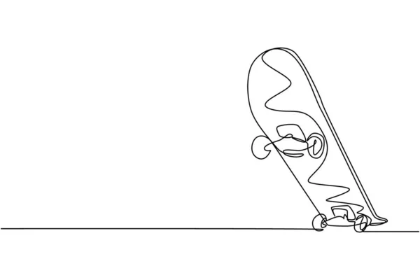 Однолинейный Рисунок Старого Ретро Скейтборда Хипстерский Экстрим Классический Спорт Лонгборд — стоковый вектор