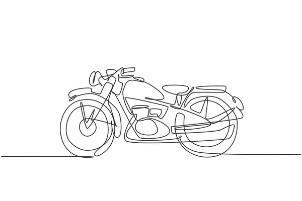 Singolo Disegno Linea Continua Vecchio Classico Simbolo Moto Epoca Retro — Vettoriale Stock