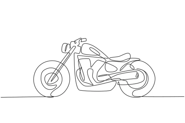 レトロな古いヴィンテージバイクのアイコンの1つの連続線画 クラシックバイク輸送コンセプトシングルラインドローデザイングラフィックベクトルイラスト — ストックベクタ