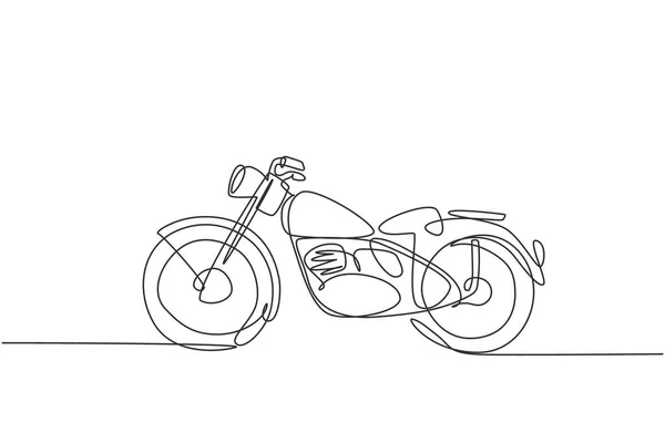 Одна Линия Рисунка Старого Ретро Винтажного Мотоцикла Концепция Транспортировки Винтажных — стоковый вектор