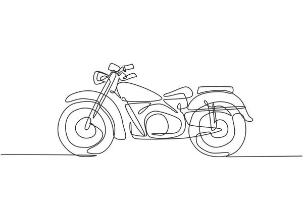 Ενιαία Συνεχή Γραμμή Σχέδιο Της Παλιάς Κλασικό Vintage Σύμβολο Μοτοσικλέτας — Διανυσματικό Αρχείο