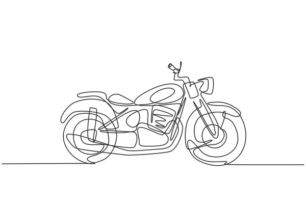 Singolo Disegno Linea Continua Del Vecchio Classico Simbolo Moto Epoca — Vettoriale Stock