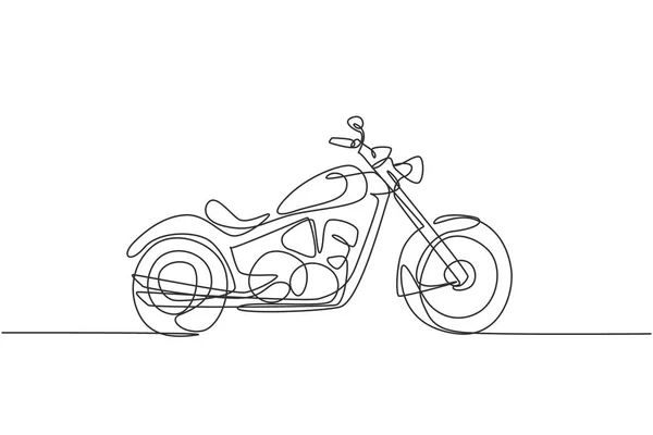 Enda Linje Ritning Gamla Retro Vintage Motorcykel Vintage Motorcykel Transport — Stock vektor