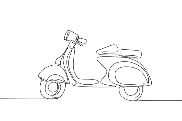 古いレトロなヴィンテージ都市のオートバイの一本の線画 ヴィンテージバイク輸送コンセプト連続ラインドローデザインベクトルイラストグラフィック — ストックベクタ