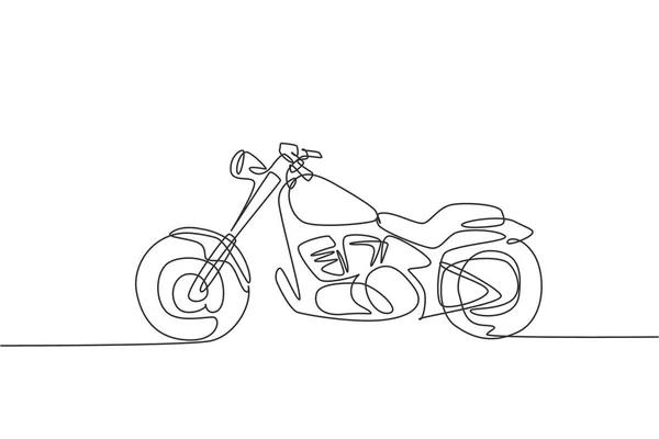 经典老式摩托车符号的单行连续线条绘制 复古摩托车运输概念单行绘图设计矢量图 — 图库矢量图片