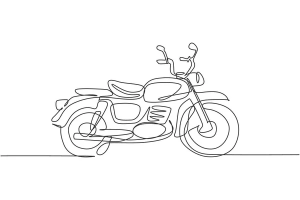 Una Línea Continua Dibujo Retro Viejo Icono Motocicleta Vintage Concepto — Vector de stock