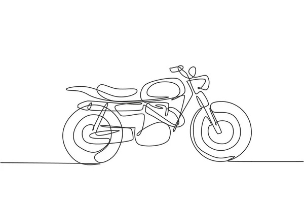 Disegno Linea Continua Retrò Vecchia Icona Moto Epoca Classico Concetto — Vettoriale Stock