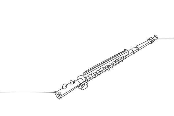 Dessin Ligne Continu Flûte Classique Concept Instruments Vent Illustration Graphique — Image vectorielle