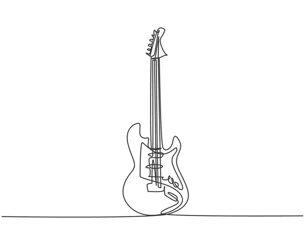 Desenho Linha Contínua Única Guitarra Elétrica Conceito Instrumentos Musicais Cordas — Vetor de Stock