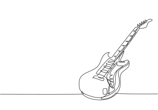 Dessin Ligne Continue Unique Guitare Électrique Concept Instruments Musique Cordes — Image vectorielle