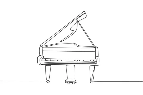 아날로그 그랜드 피아노의 연속적 선그리기 트렌디 클래식 라인그리기 그래픽 일러스트 — 스톡 벡터