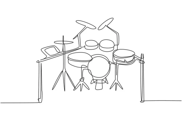 Kontinuierliche Einzeilige Zeichnung Des Elektronischen Schlagzeug Sets Moderne Elektrische Digitale — Stockvektor