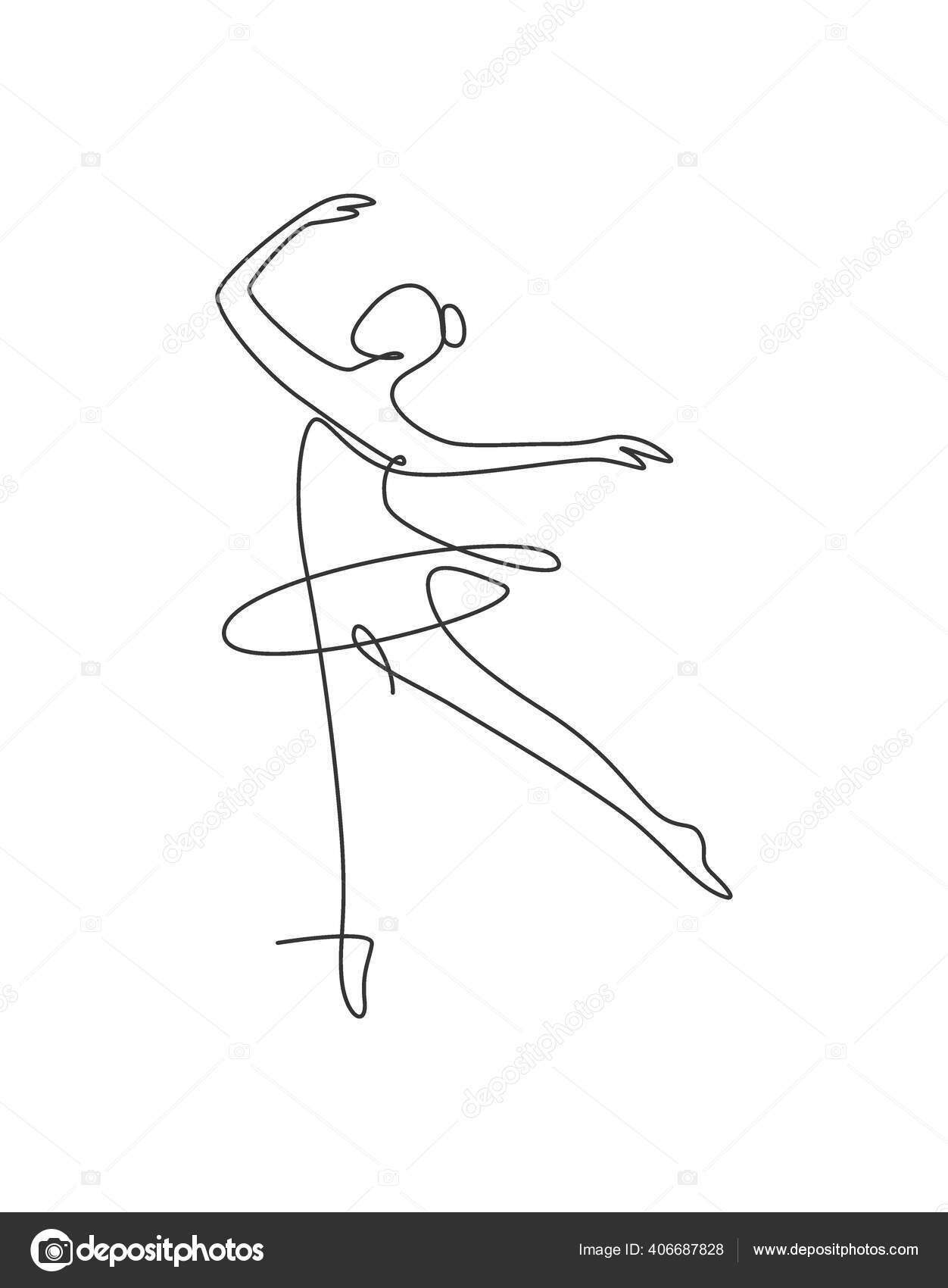 One Line Drawing Sexy Woman Ballerina Vector Illustration Stock Vector Image by ©SimpleLine #406687828
