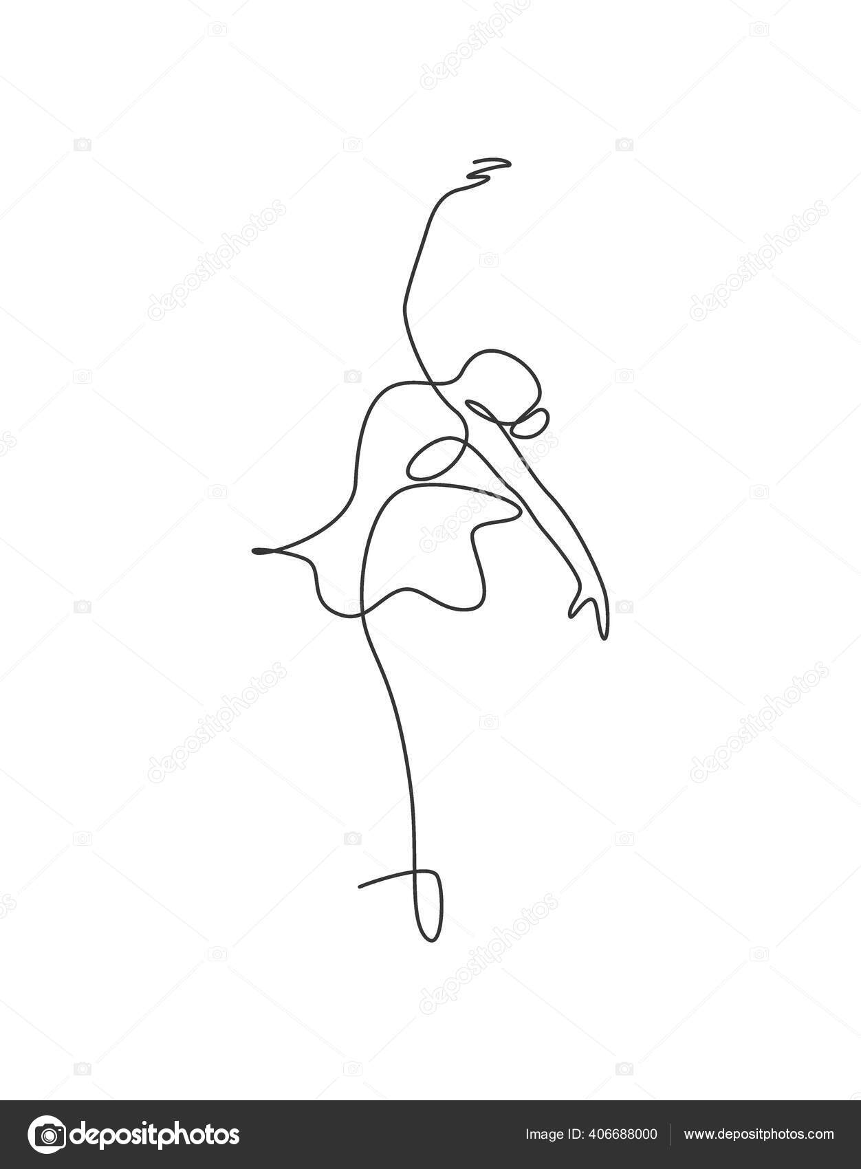 One Continuous Drawing Woman Beauty Ballet Dancer Elegance Motion Vector Image by ©SimpleLine #406688000