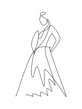 Güzel bir kadının sürekli çizdiği bir çizgi. Kadın yüzü. Soyut portre baskısı. Modern minimalizm kadın silueti sanat konsepti. Dinamik tek çizgi grafik tasarım vektörü illüstrasyonu