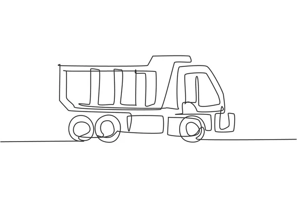 Dessin Ligne Continue Camion Long Pour Livraison Logistique Fret Véhicule — Image vectorielle