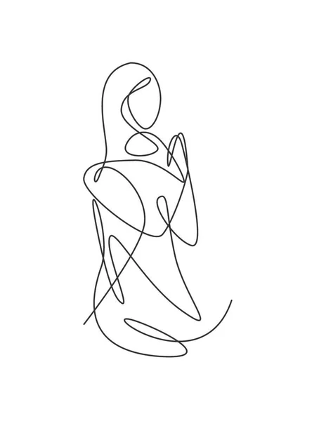 Disegno Singola Linea Bellezza Minimalista Astratta Corpo Donna Faccia Ritratto — Vettoriale Stock