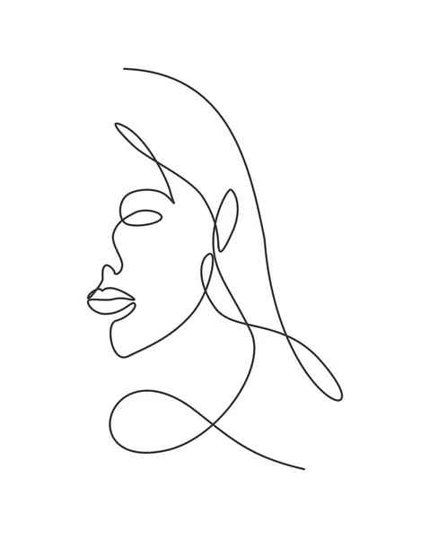 Une Ligne Continue Dessin Sexy Beauté Femme Abstraite Visage Style — Image vectorielle