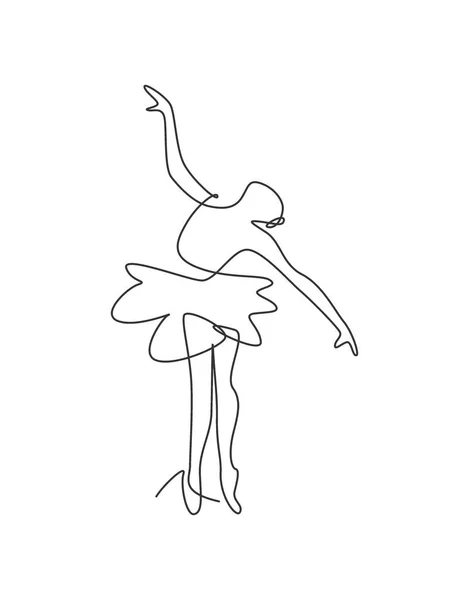 Una Línea Continua Dibujo Mujer Bailarina Ballet Belleza Movimiento Elegancia — Archivo Imágenes Vectoriales