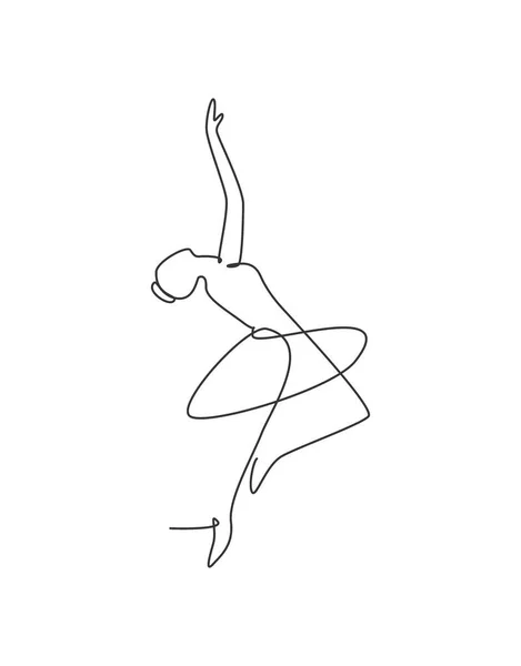 Único Desenho Linha Contínua Bonita Bailarina Estilo Dança Movimento Balé — Vetor de Stock