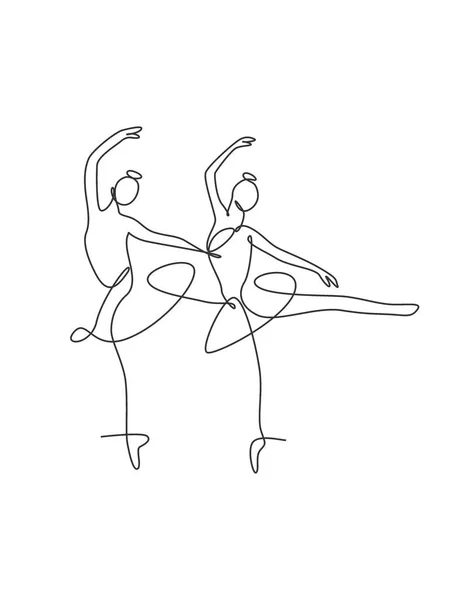 Une Seule Ligne Dessin Femme Sexy Beauté Ballerine Vecteur Illustration — Image vectorielle
