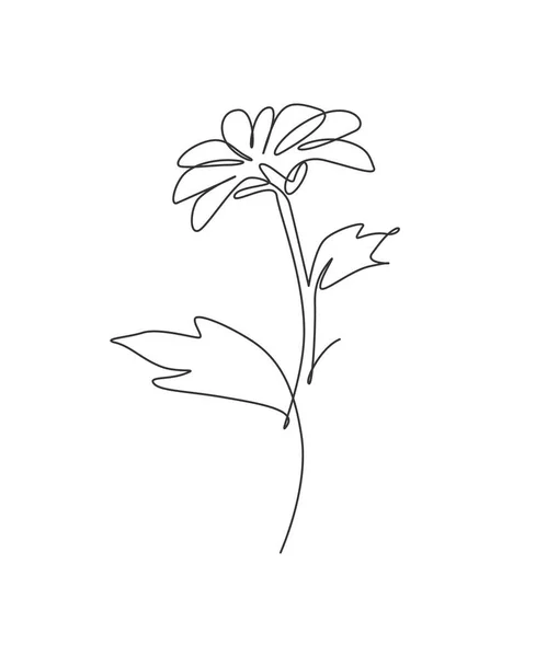一根连续的线条画着美丽的抽象的向日葵 最小的新鲜美丽的自然概念 家居装饰 手提包 面料印花 单行绘图设计图形矢量插图 — 图库矢量图片