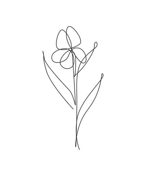 Одна Сплошная Линия Рисует Минималистский Цветок Жасмина Цветочная Концепция Плакатов — стоковый вектор