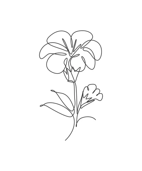 Uma Única Linha Desenho Beleza Hibisco Flor Vetor Ilustração Estilo — Vetor de Stock