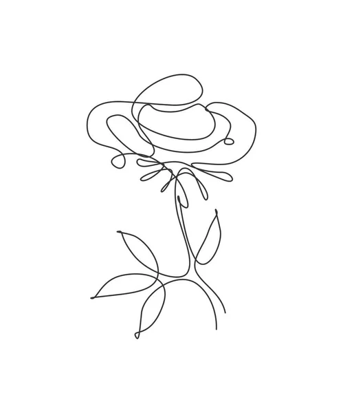 Une Seule Ligne Dessin Beauté Fraîche Fleur Rose Vecteur Illustration — Image vectorielle