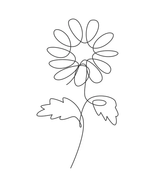 Única Linha Contínua Desenho Minimalista Girassol Beleza Conceito Floral Para —  Vetores de Stock