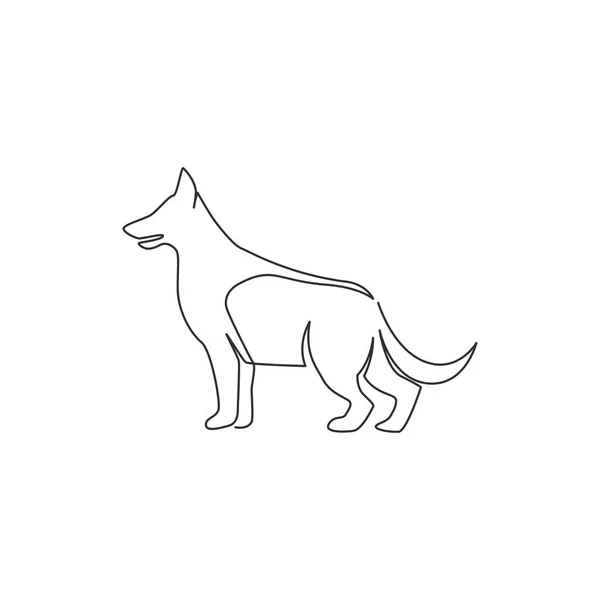 Basit Şirin Alman Çoban Köpeği Ikonunun Aralıksız Çizimi Hayvan Logosu — Stok Vektör