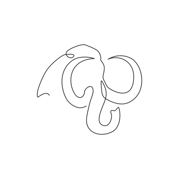 Один Безперервний Малюнок Логотипу Великої Компанії Мамонтів Доісторична Тварина Концепції — стоковий вектор