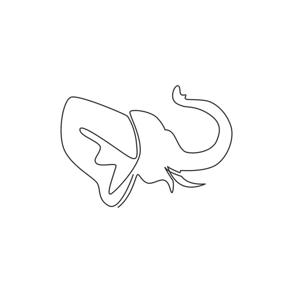 Disegno Singola Linea Grande Identità Logo Aziendale Elefante Carino Mammiferi — Vettoriale Stock