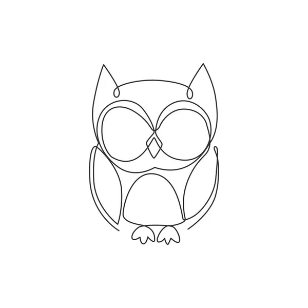 Jeden Ciągły Rysunek Linii Uroczego Ptaka Sowy Identyfikacji Logo Firmy — Wektor stockowy